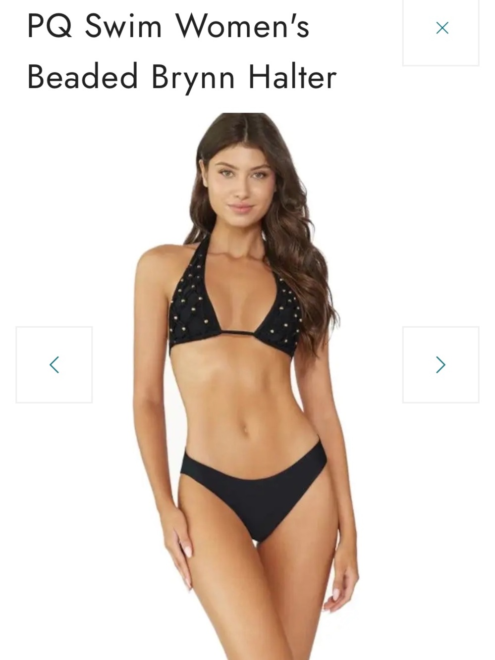 PQ Black Beaded Triangle Swim Top - Women Swim